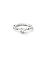 1.00 Carat TW Round Brilliant Diamond Solitaire Pave Hidden Halo Engagement Ring in Platinum