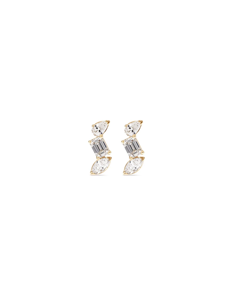 0.44 Carat TW Fancy Cut Stacked Laboratory-Grown Diamond Stud Earrings in 10kt Yellow Gold