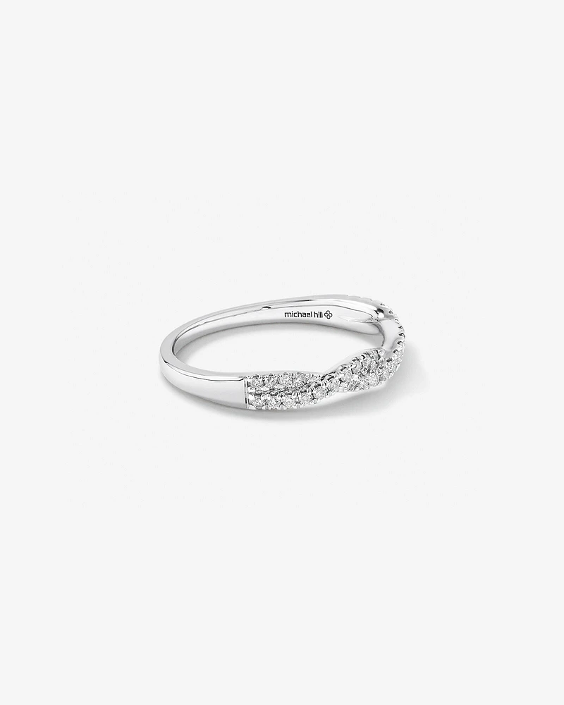 0.25 Carat TW Twist Diamond Wedding Ring in 14kt White Gold