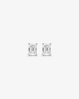 0.50 Carat TW Emerald Cut Diamond Solitaire Stud Earrings in 18kt White Gold