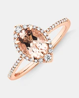 Halo Ring with Morganite & 0.20 Carat TW of Diamonds in 10kt Rose Gold