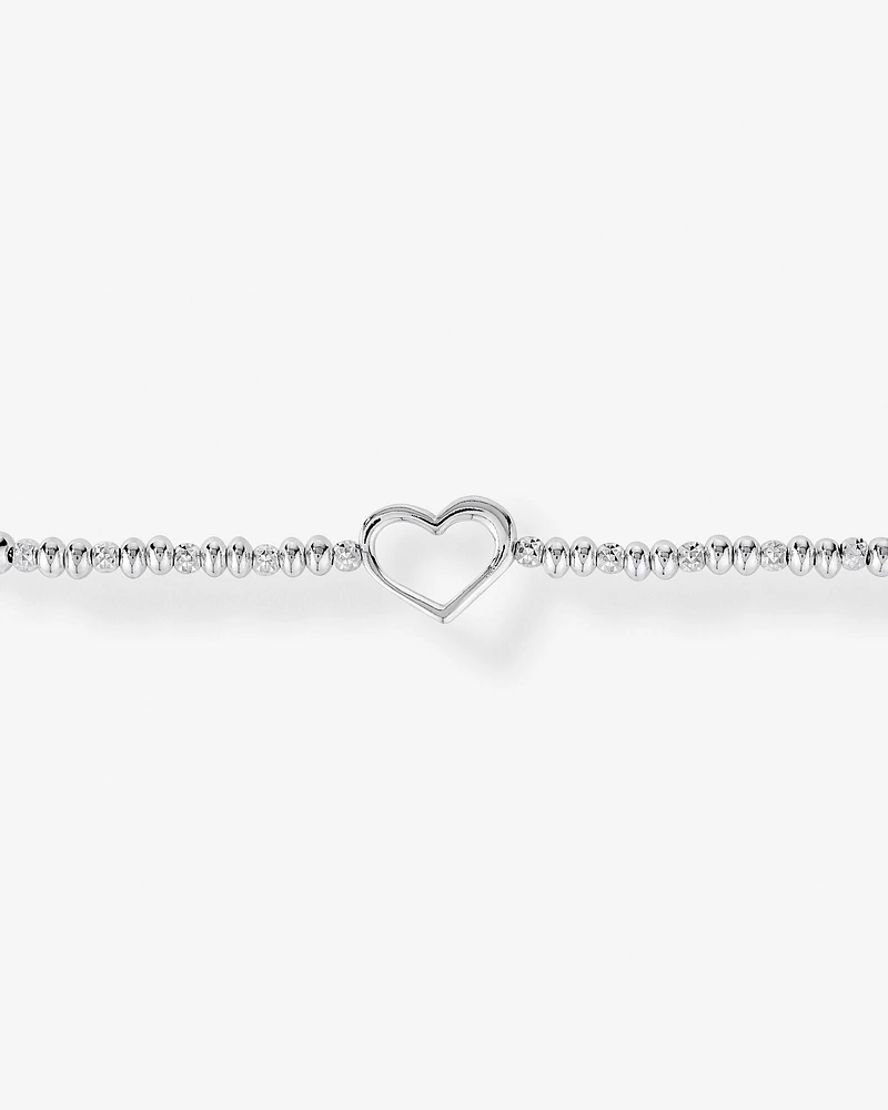 Bracelet en argent sterling avec cœur de 23 cm