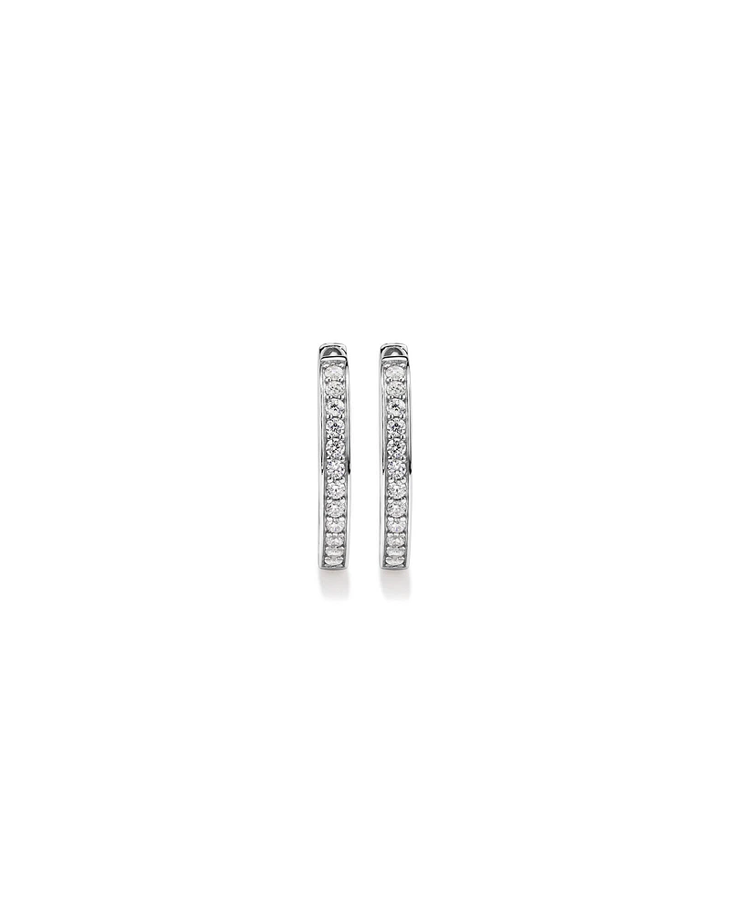 20mm Cubic Zirconia Huggie Hoop Earrings in Sterling Silver