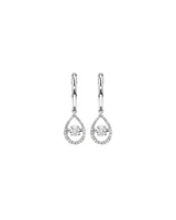 0.36 Carat TW Diamond Halo Everlight Pear Pendant and Huggie Earrings Set in Sterling Silver