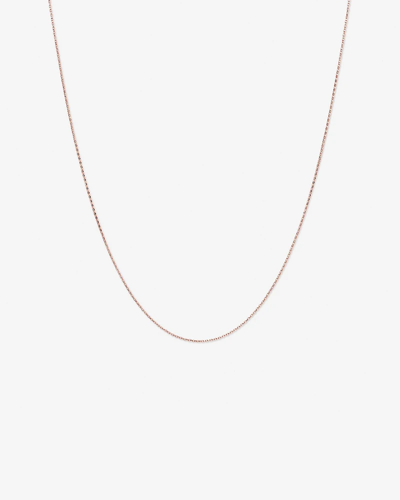 45cm (18") 1mm-1.5mm Width Solid Belcher Chain in 10kt Rose Gold