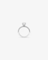 1.95 Carat TW Oval Cut Laboratory-Grown Diamond Solitaire Side Accent Engagement Ring in 14kt White Gold