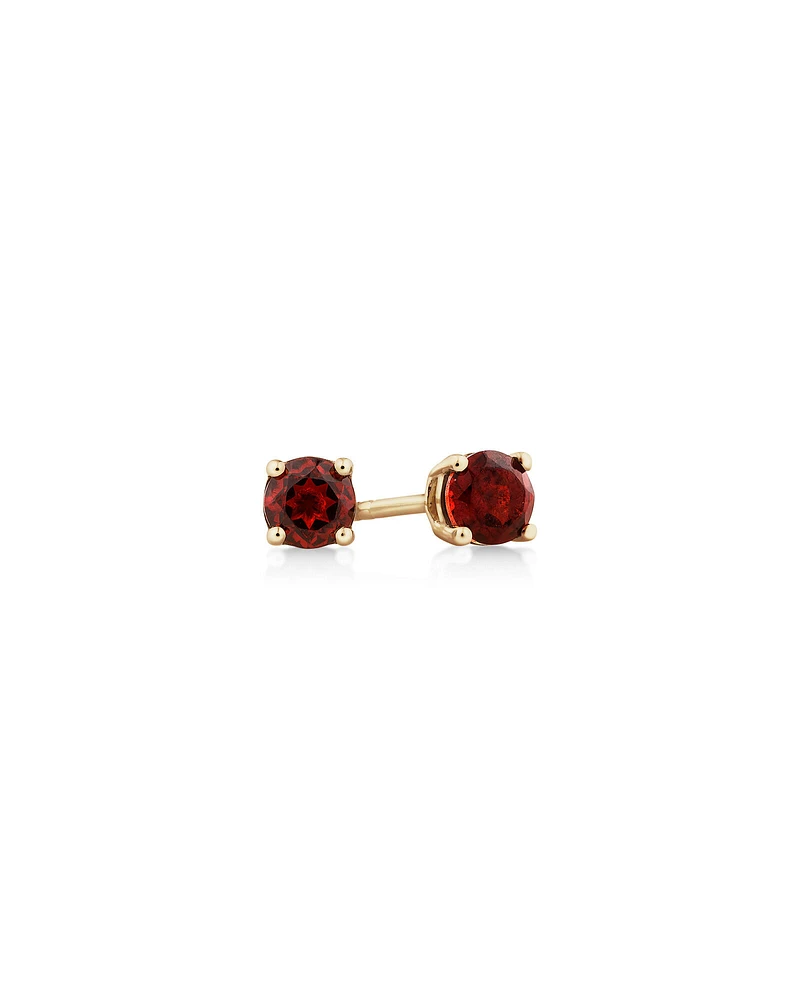 Stud Earrings with Rhodolite Garnet in 10kt Yellow Gold