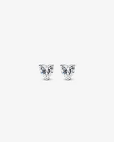 Cubic Zirconia Heart Stud Earrings and Necklace Set in Sterling Silver