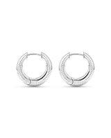 Textured Tapered Dome Huggie Earrings in Sterling Silver