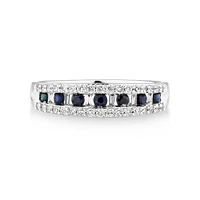 Ring with Sapphire & 0.29 Carat TW of Diamonds In 10kt White Gold