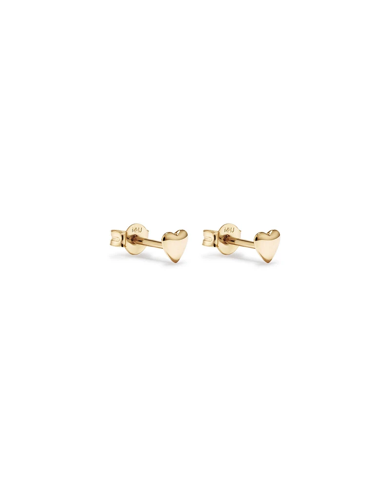 Heart Stud Earrings in 10kt Yellow Gold