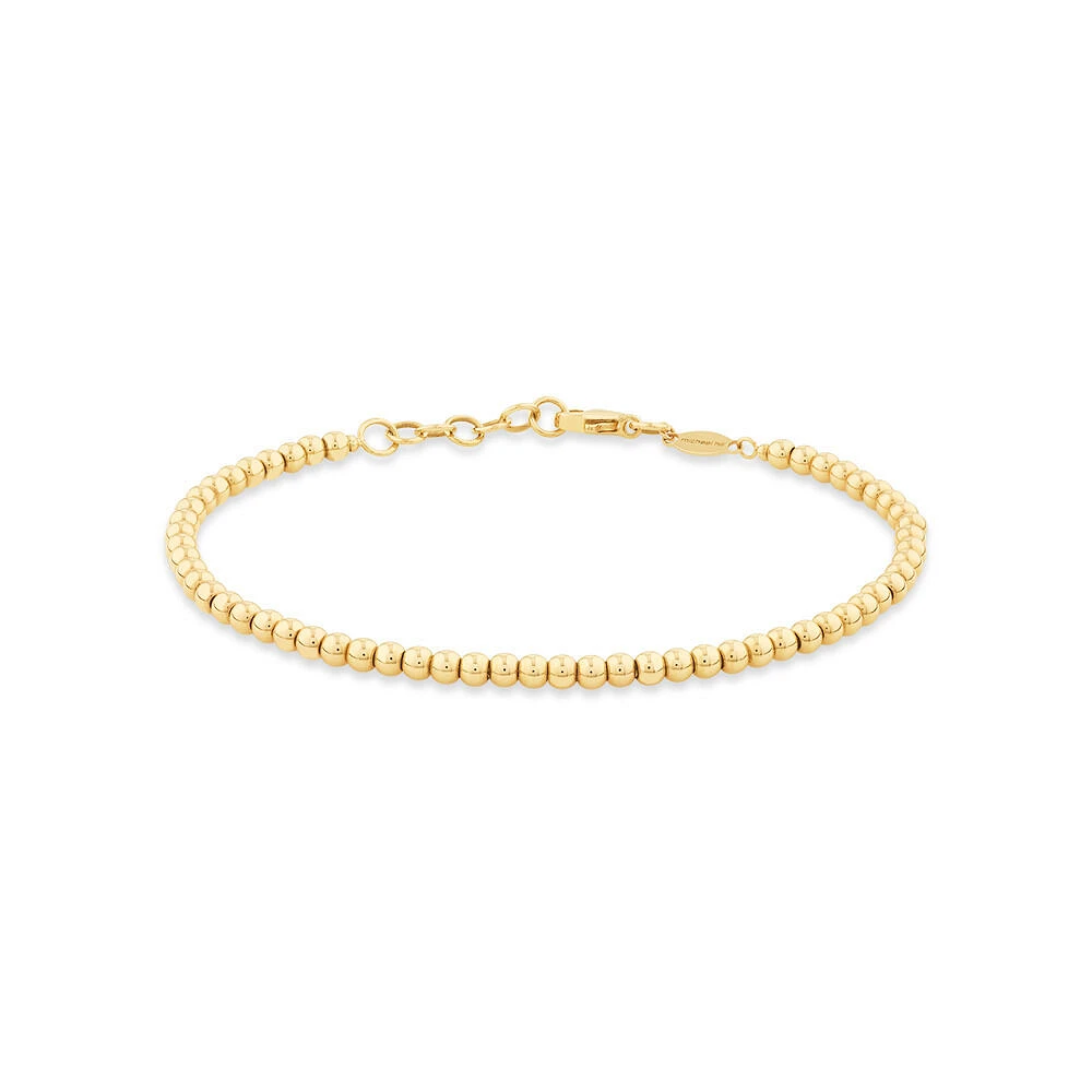 19cm (7.5") 2.5mm-3mm Width Bead Bracelet in 10kt Yellow Gold