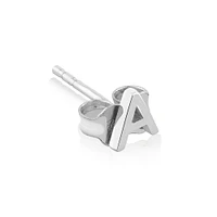 E Initial Single Stud Earring in Sterling Silver