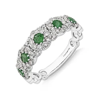 Bubble Ring with Emerald & 0.50 Carat TW of Diamonds in 14kt White Gold