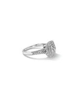 0.65 Carat TW Cushion Cluster Halo Diamond Ring in 10kt White Gold