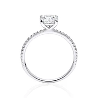 1.14 Carat TW of Diamonds Engagement Ring with a 1 Carat Round Centre Laboratory-Grown Diamond and shouldered by 0.14 Carat TW of Natural Diamonds in 14kt White Gold