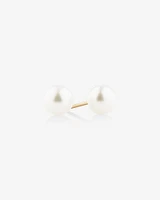 Stud Earrings with 6mm Round Cultured Freshwater Pearl in 10kt Yellow Gold