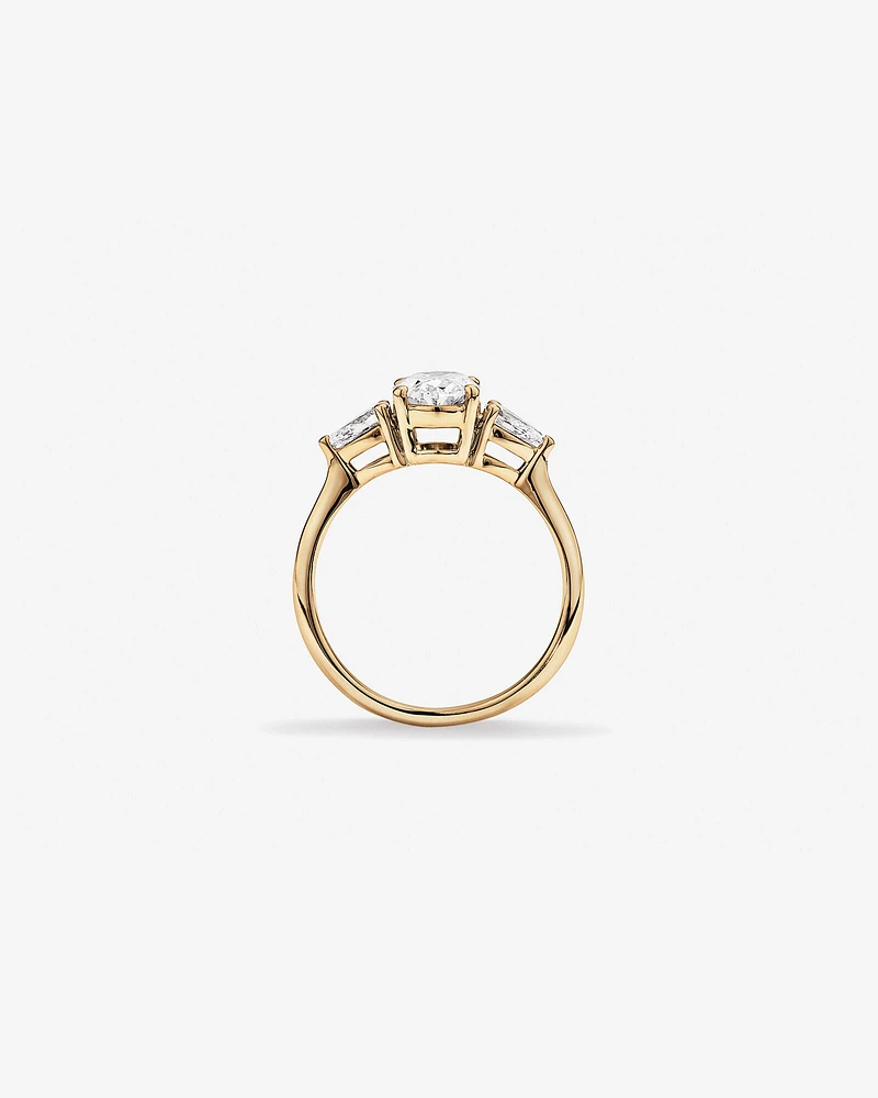 1.65 Carat TW Three Stone Oval and Pear Shaped Laboratory-Grown Diamond Engagement Ring in 14kt White Gold
