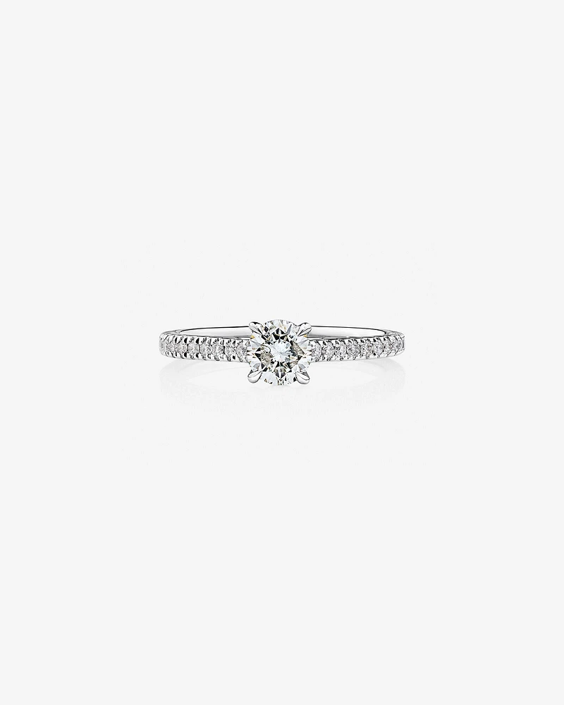 Bague de fiançailles en or blanc 14 K avec diamants totalisant 0,78 ct