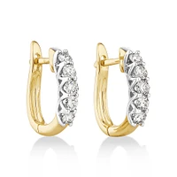 Hoop Earrings with 0.5 Carat TW of Diamonds in 14kt Yellow & White Gold