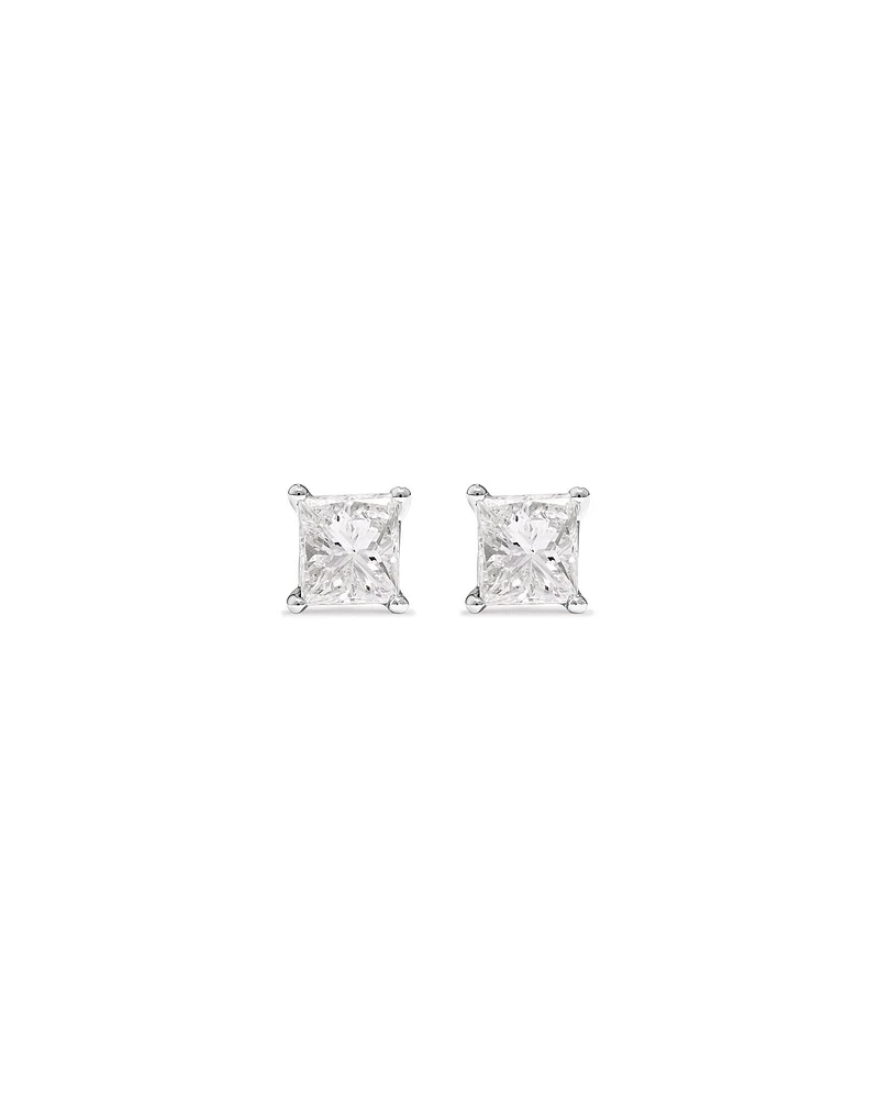 0.50 Carat TW Princess Cut Diamond Solitaire Stud Earrings in 18kt White Gold