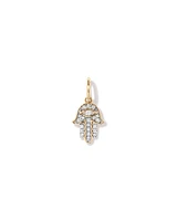 Diamond Hamsa Hand Pendant in 10kt Yellow Gold