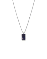 Collier pendentif chaîne avec pierre précieuse rectangulaire en sodalite bleue en argent sterling