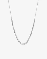 Cubic Zirconia Tennis and Cable Chain Necklace in Sterling Silver