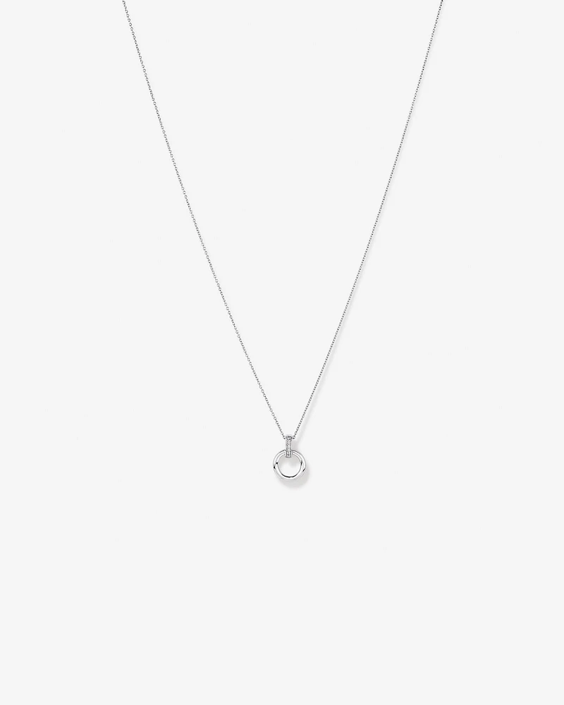 Circle Pendant and Chain with Cubic Zirconia in Sterling Silver