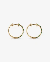 0.22 Carat TW Diamond and Created Emerald Huggie Hoop Earrings in 10kt Yellow Gold