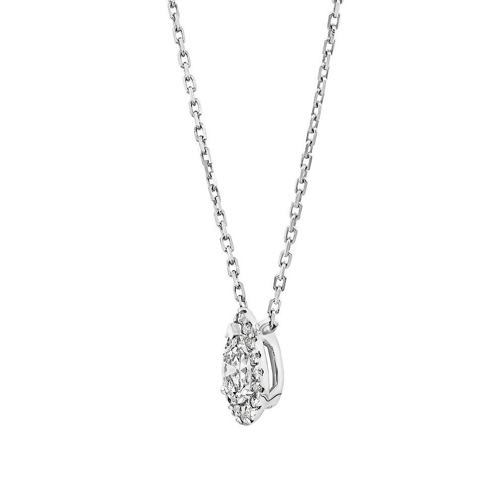 0.23 Carat TW Pear Diamond Halo Pendant in 10kt White Gold