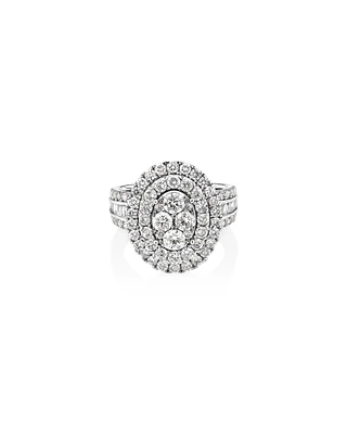 Oval Cluster Ring with 2.50 Carat TW of Diamonds in 14kt White Gold