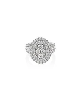 Oval Cluster Ring with 2.50 Carat TW of Diamonds in 14kt White Gold