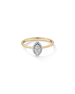 Bague de promesse en or jaune et blanc 10 carats avec cluster de diamants en forme de marquise de 0,15 carat TW