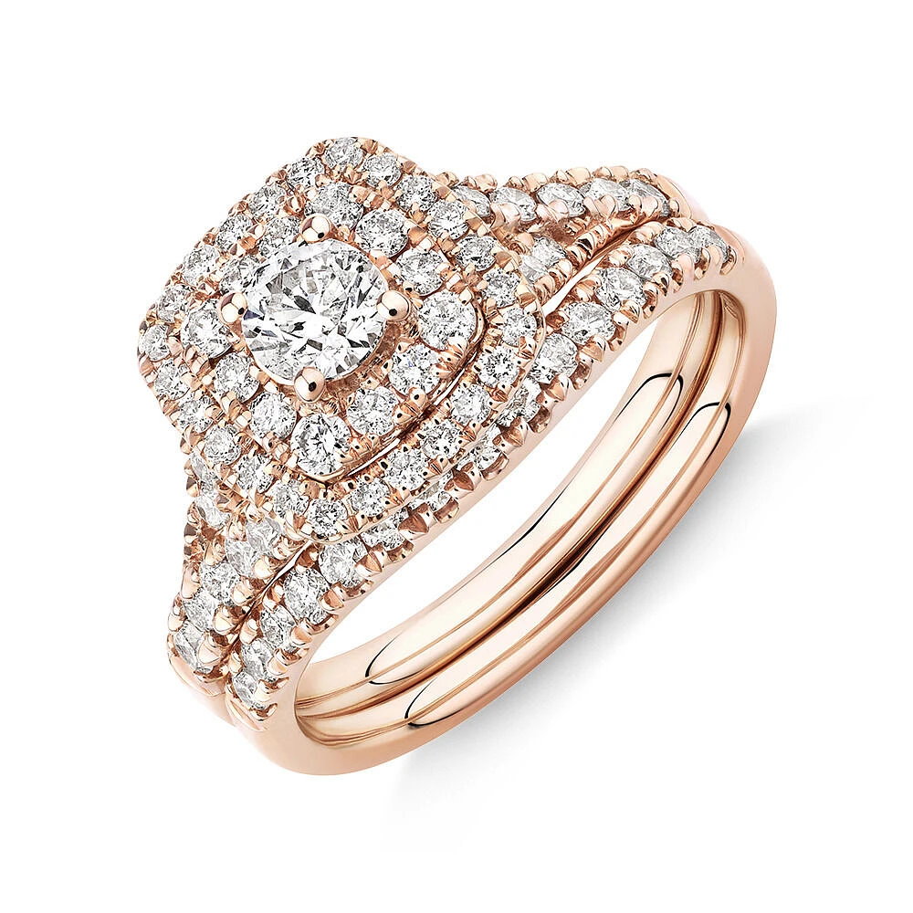 Bridal Set with 1.18 Carat TW of Diamonds in 14kt Rose Gold