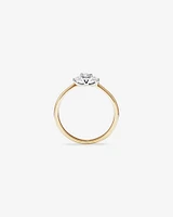 0.15 Carat TW Three Stone Round Brilliant and Oval Cut Diamond Promise Ring in 10kt Yellow and White Gold