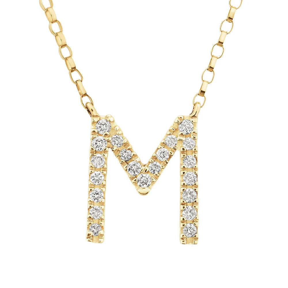 "K" Initial Necklace with 0.10 Carat TW of Diamonds in 10kt Yellow Gold