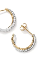 Crossover Hoop Earrings with .20 Carat TW Diamonds in Sterling Silver and 10kt Yellow gold