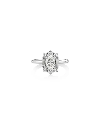 Sir Michael Hill Designer Oval Engagement Ring with 0.96 Carat TW Diamonds in 18kt White Gold