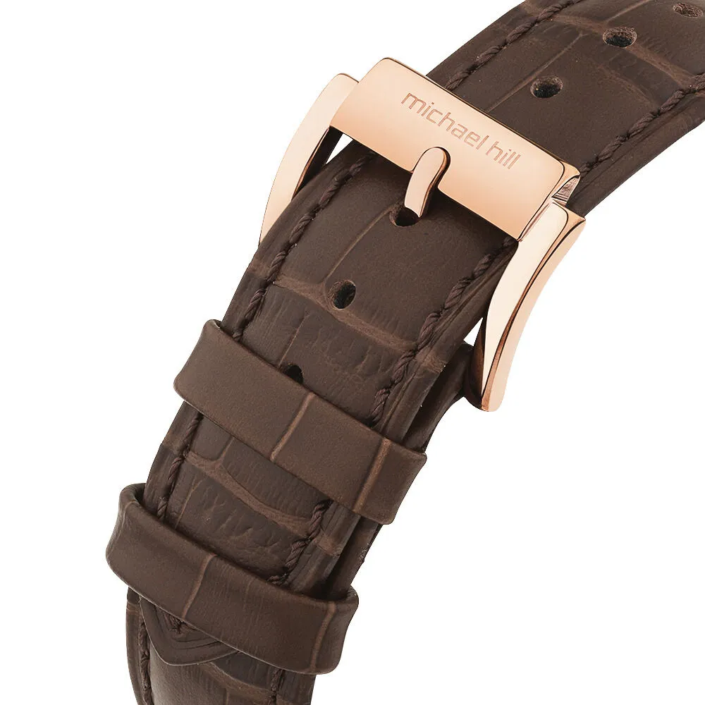 Men's Chronograph Watch in Brown Tone Stainless Steel and Brown Leather