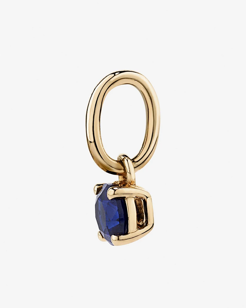 Created Round Blue Sapphire Birthstone Pendant in 10kt Yellow Gold