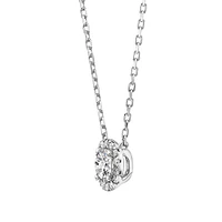 0.22 Carat TW Round Diamond Halo Pendant in 10kt White Gold