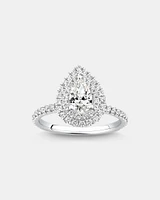 Halo Ring with 0.90 Carat TW of Diamonds in 18kt White Gold