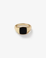 Men's Ring with Cushion-Shaped Onyx in 10kt Yellow Gold