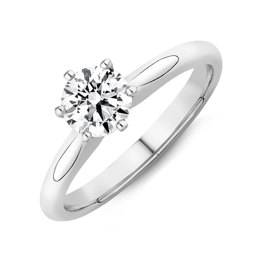 Certified Solitaire Engagement Ring with a 3/4 Carat TW Diamond in 18kt White Gold