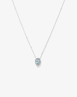 Halo Necklace with Aquamarine & 0.19 Carat TW of Diamonds in 10kt White Gold