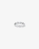 Pear Shaped Cubic Zirconia Bezel Set Eternity Ring Sterling Silver