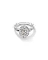 0.65 Carat TW Oval Cluster Halo Diamond Ring in 10kt White Gold