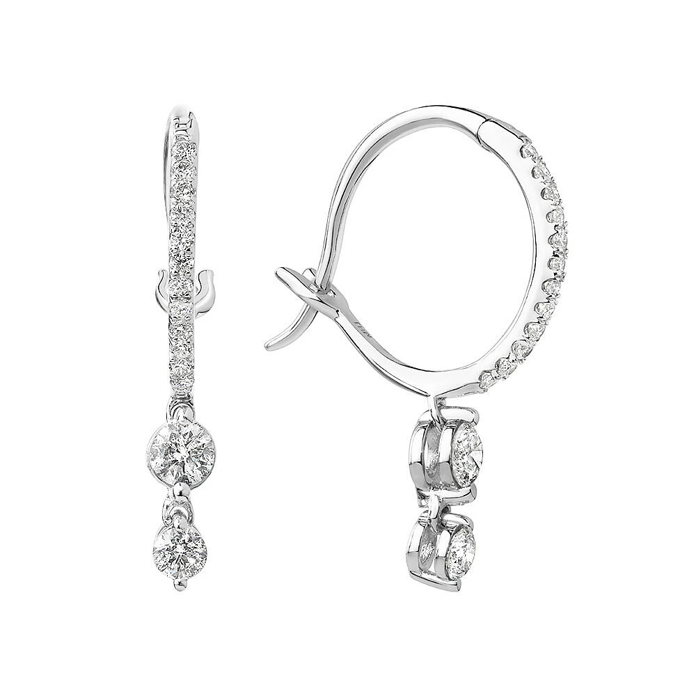 Boucles d'oreilles à double goutte avec 0,48 carat TW de diamants en or blanc 18 kt