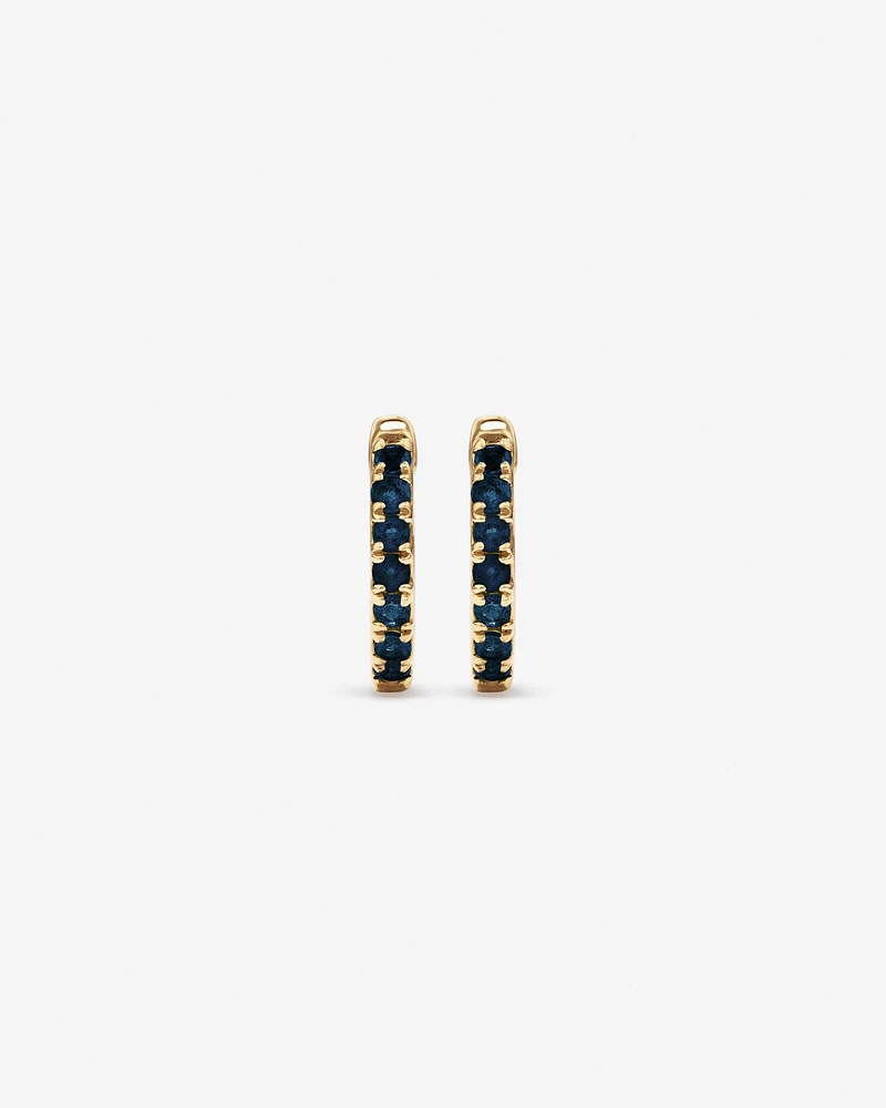 Sapphire Huggie Hoop Earrings in 10kt Yellow Gold